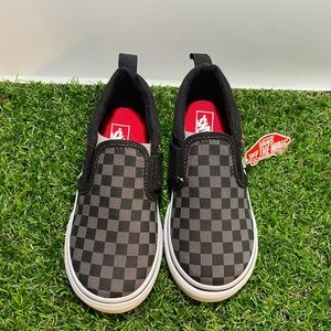 Black and Gray Checkers Vans
